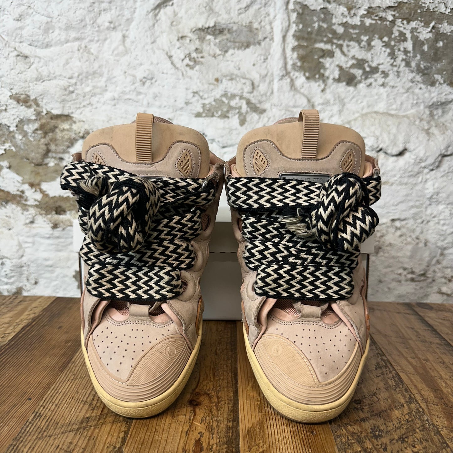 Lanvin Curb Black White Lace Pink Sneaker Sz 11 (44) No Box