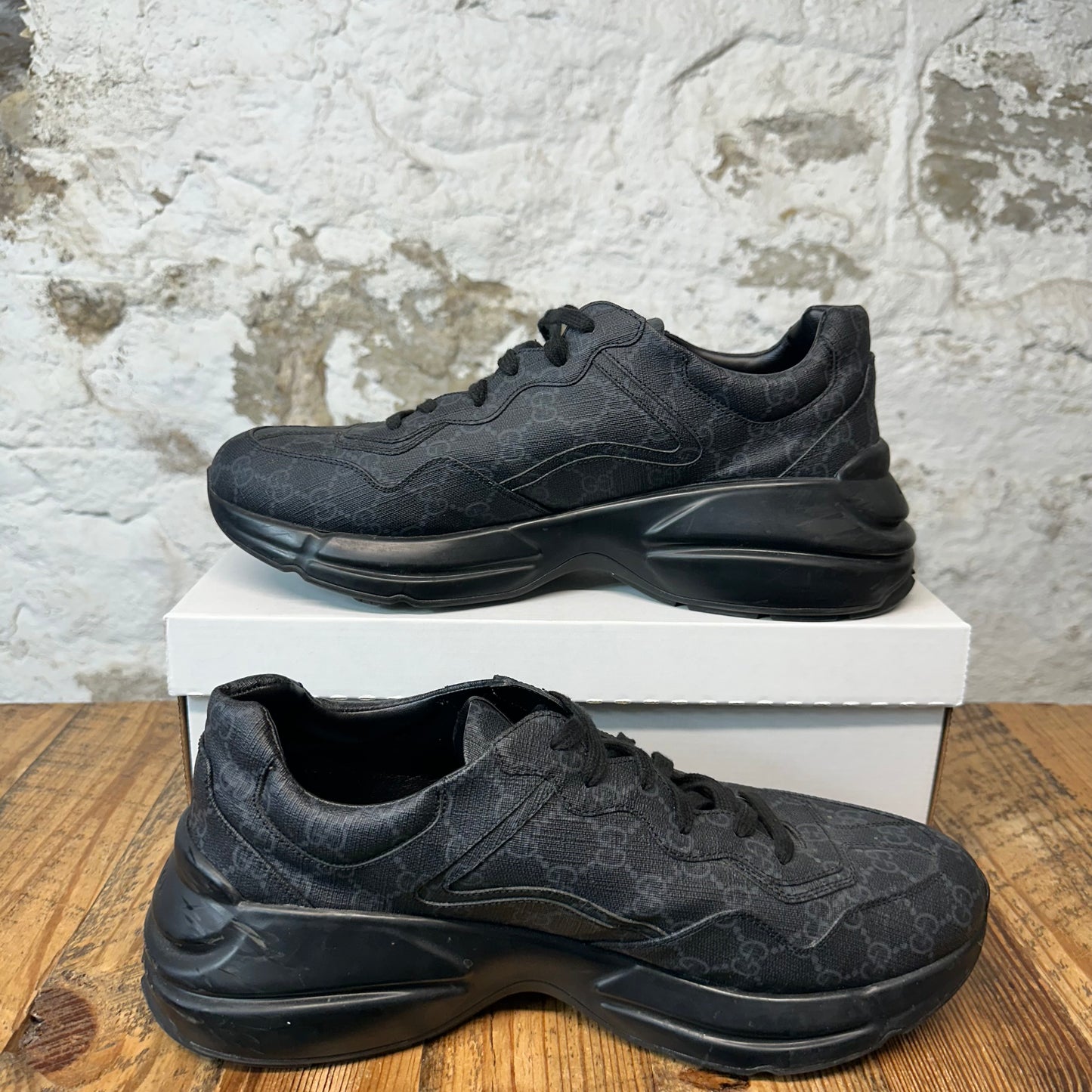 Gucci Rhyton Triple Black Monogram Sneaker Sz 12.5