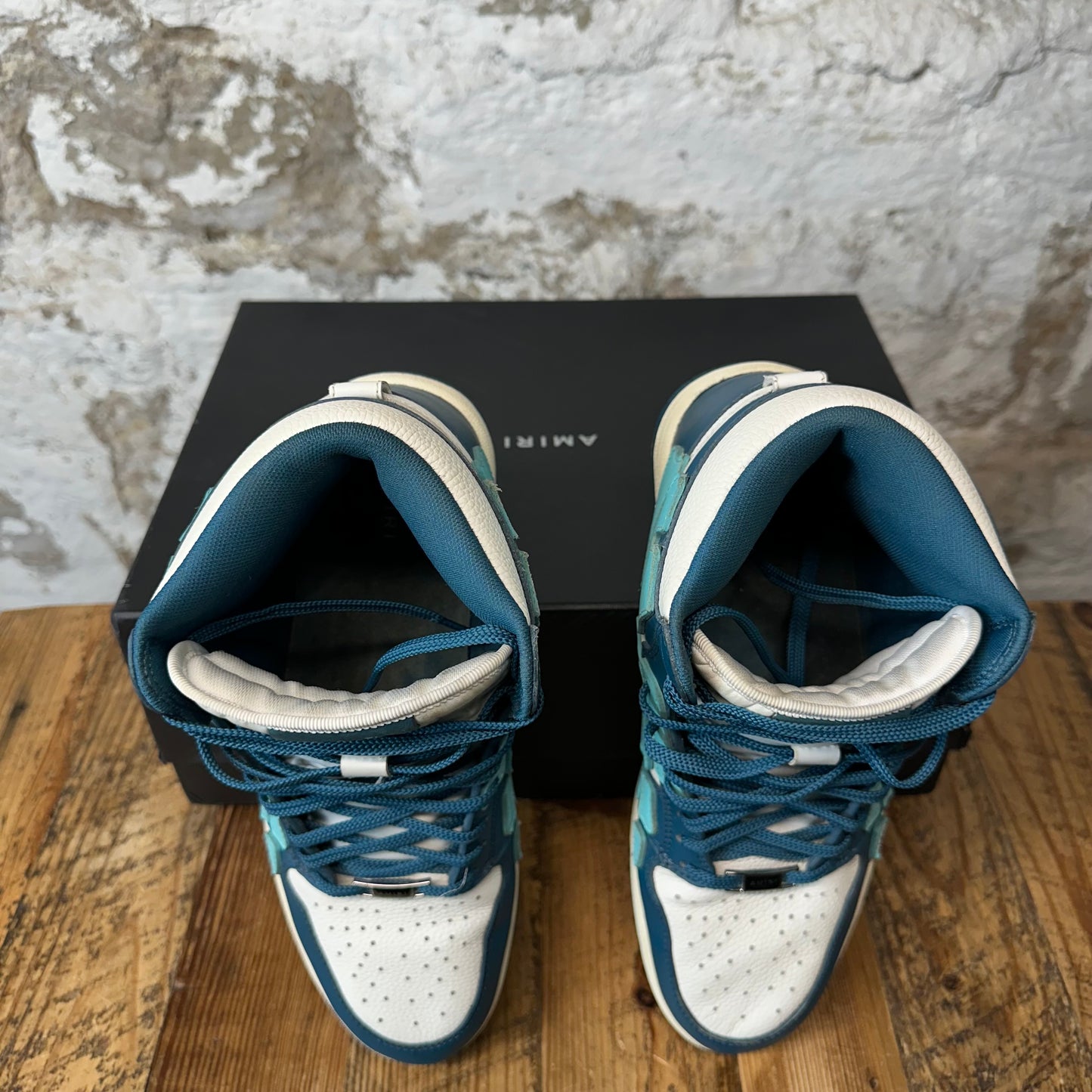 Amiri High Teal Blue Skeleton Navy White Sneaker Sz 10 (43)