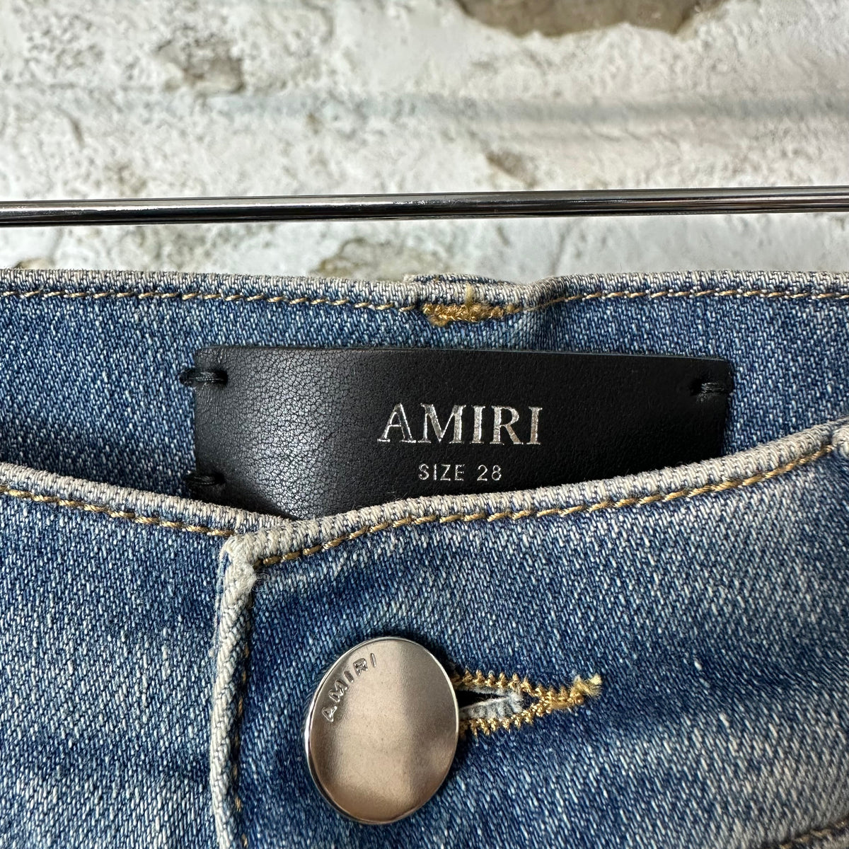 Amiri MA Quad Applique Indigo Blue Denim Jeans Sz 28 DS