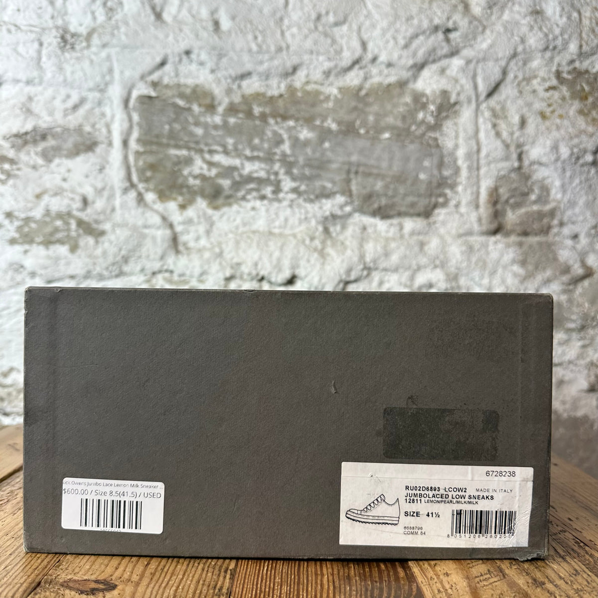 Rick Owens Jumbo Lace Lemon Milk Sneaker Sz 8.5 (41.5)
