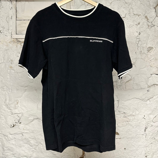 Supreme Black Chest Stripe T-Shirt Sz M