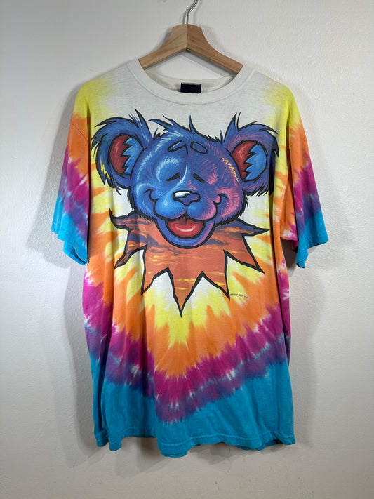 Grateful Dead 1999 Dancing Bear Liquid Blue Tie Dye T-Shirt Sz XXL