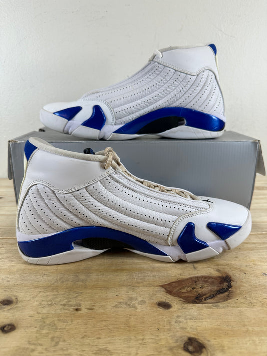 Air Jordan 14 White Hyper Royal Sz 9.5