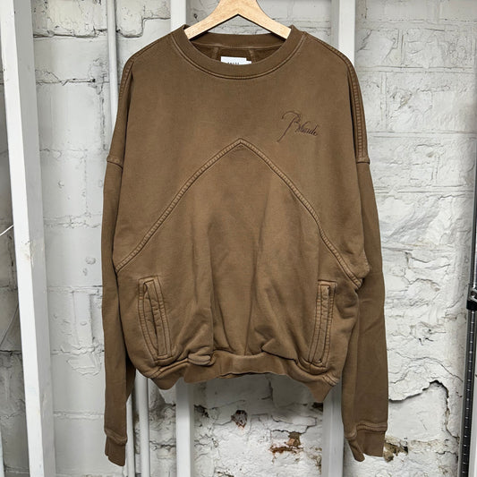 Rhude Brown Script Crewneck Sz S