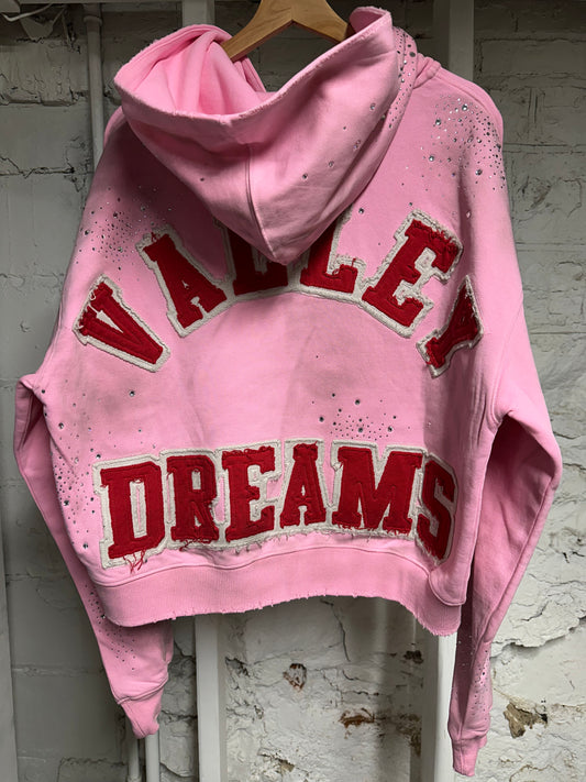 Vale Rhinestones Pink Hoodie Sz S DS