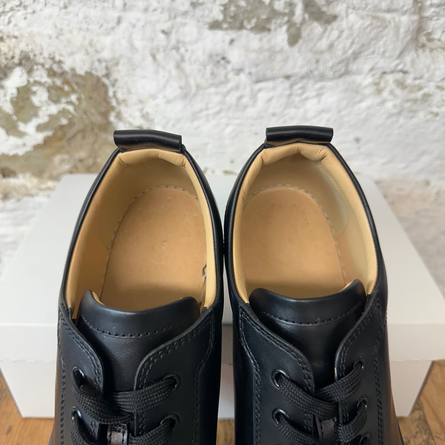Christian Louboutin Low Black Leather Sneaker Sz 15 (48) No Box