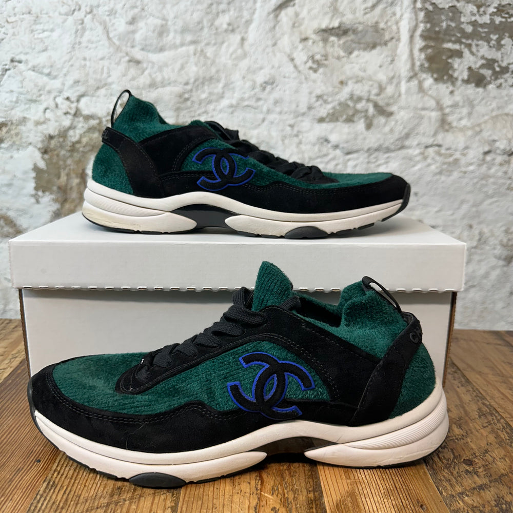 Chanel Black CC Green Black Trainer Sz 9 (42) No Box