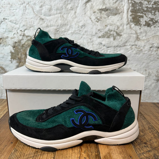 Chanel Black CC Green Black Trainer Sz 9 (42) No Box