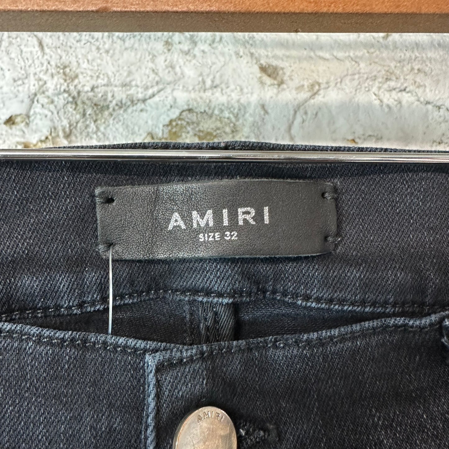 Amiri Plain Faded Black Distressed Denim Jeans Sz 32