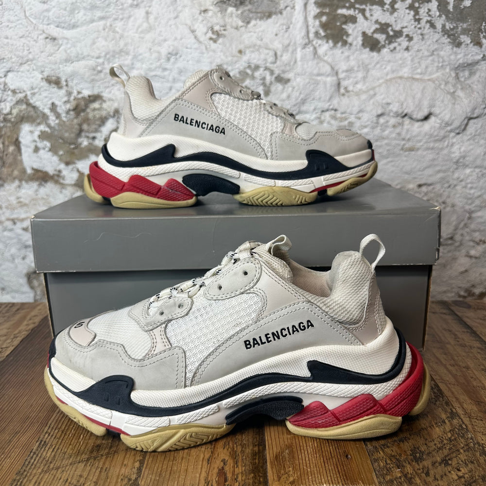 Balenciaga Triple S White Black Red Sz 7 (40)