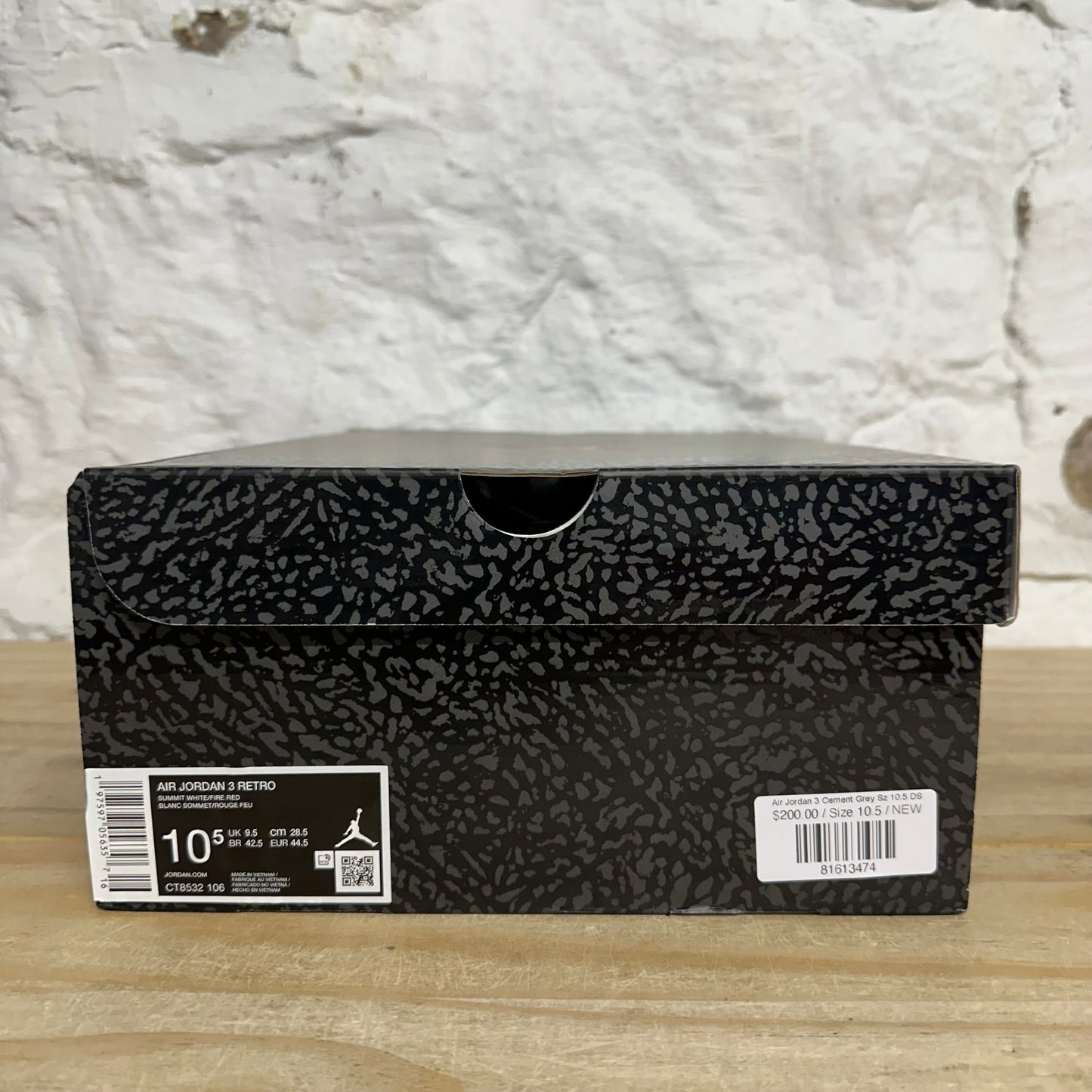 Air Jordan 3 Cement Grey Sz 10.5 DS