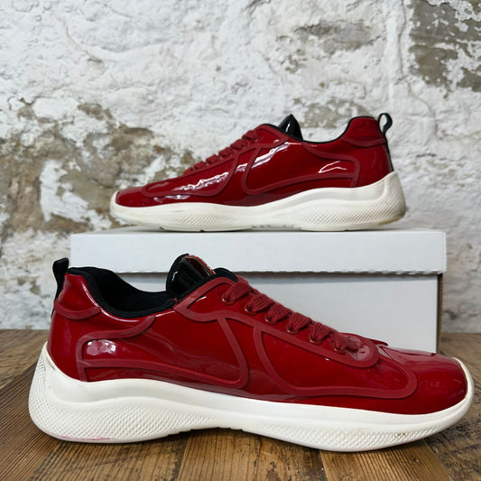 Prada Americas Cup Rossa Patent White Sneaker Sz 9.5 No Box