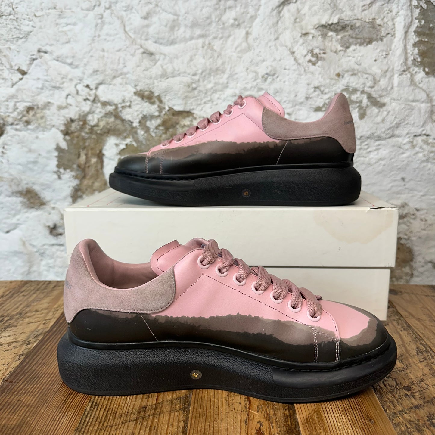 Alexander Mcqueen Pink Dip Dyed Black Sneaker Sz 9 (42)