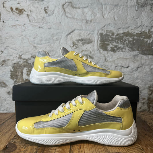 Prada Americas Cup Limone Patent Grey White Sneaker Sz 10