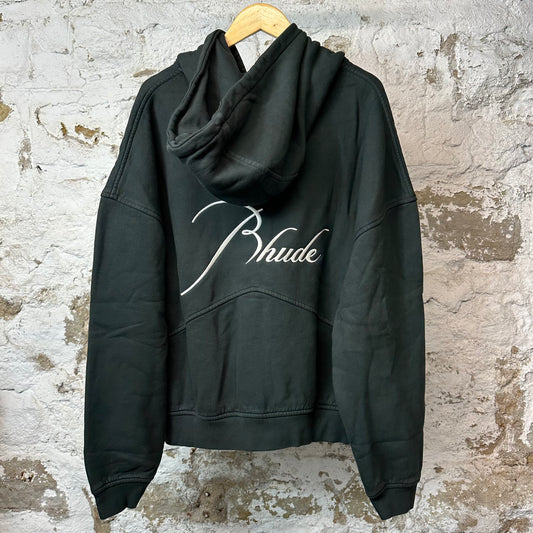 Rhude Script Zip Up Hoodie Black Sz M DS