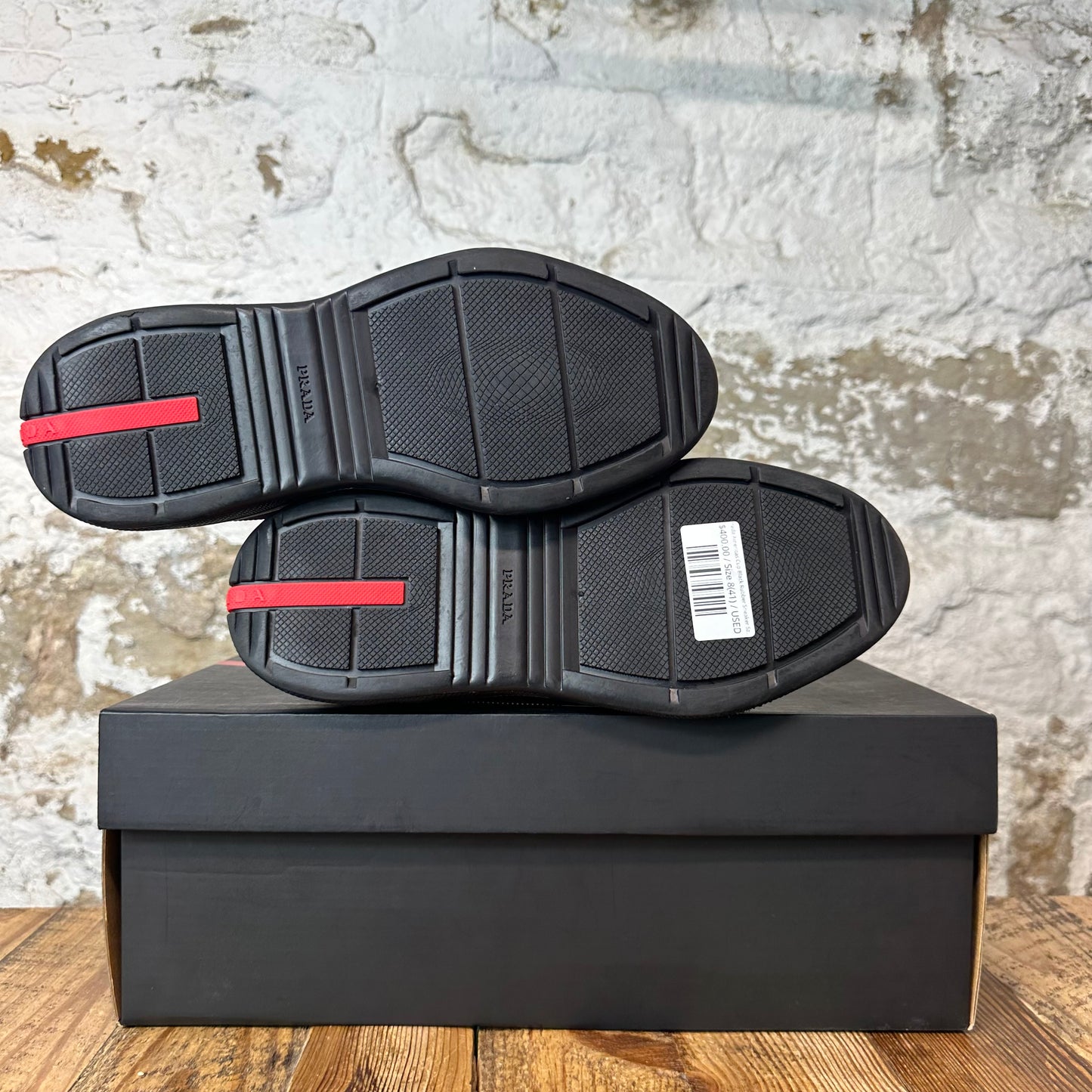 Prada Americas Cup Black Rubber Sneaker Sz 8 (41)