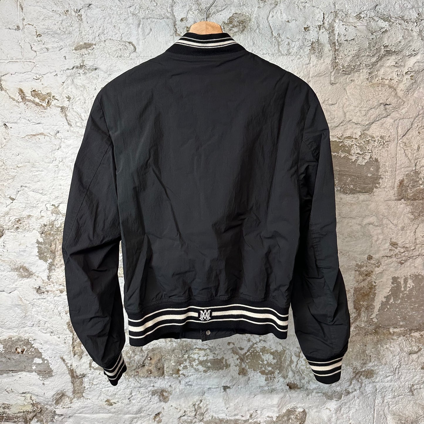 Amiri White Varsity Script Spell Jacket Black Sz S