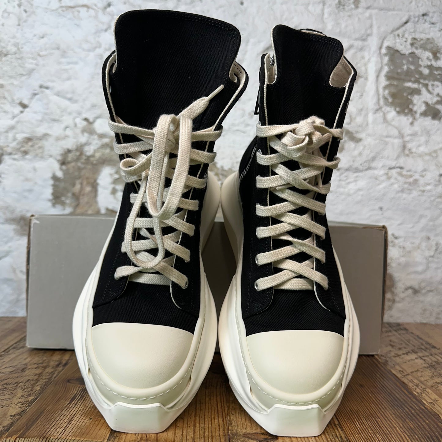 Rick Owens High Pentastitch Abstract Black Milk Sneaker Sz 6.5 (39)
