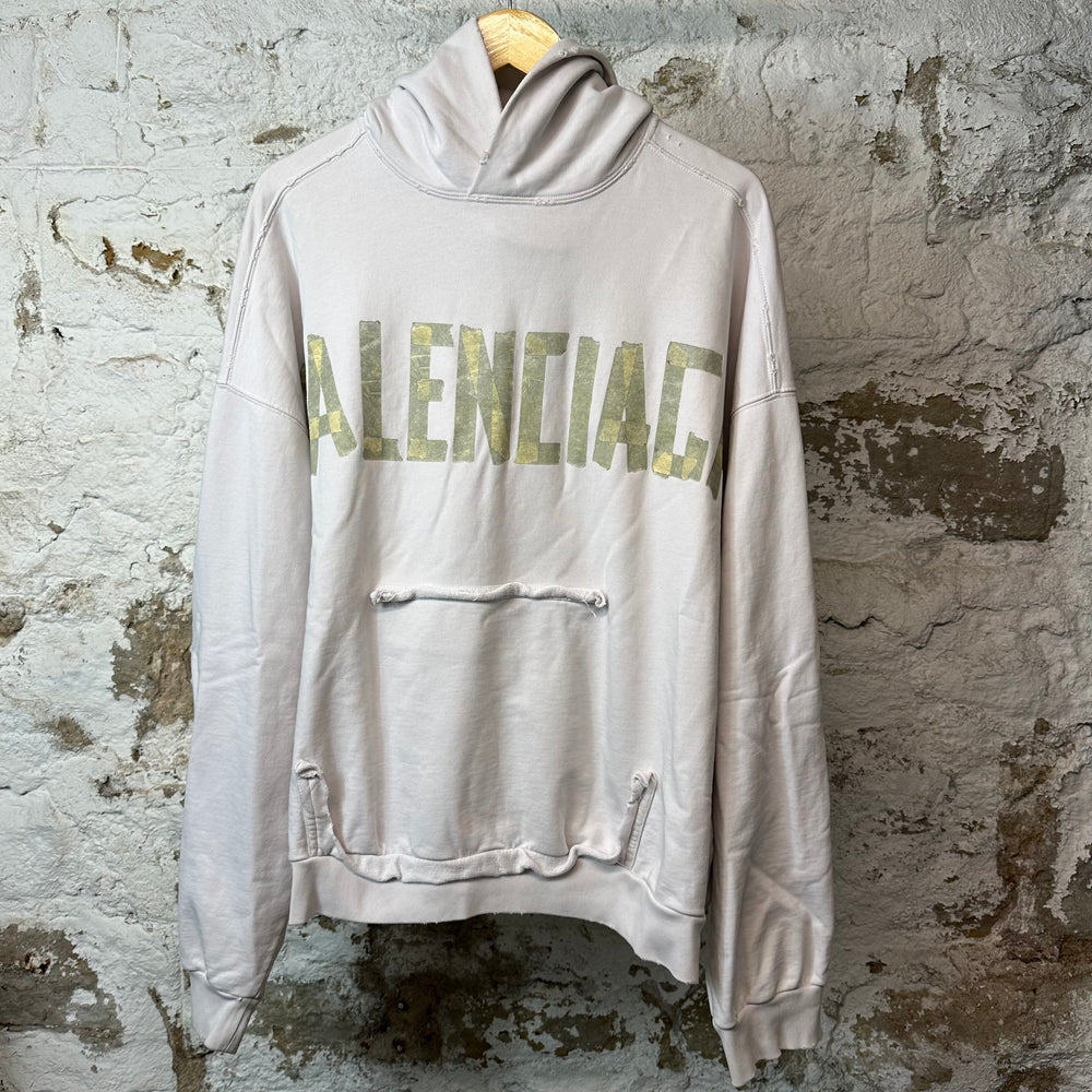 Balenciaga Green Tape Spellout Hoodie White Sz L