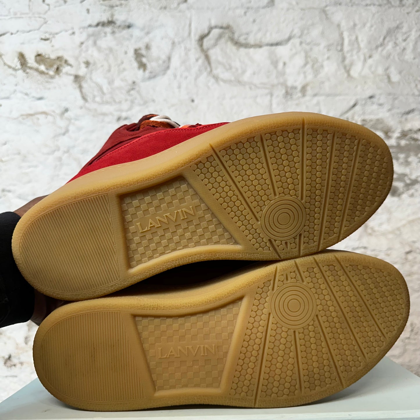 Lanvin Curb Multicolor Lace Red Gum Sneaker Sz 13 (46)