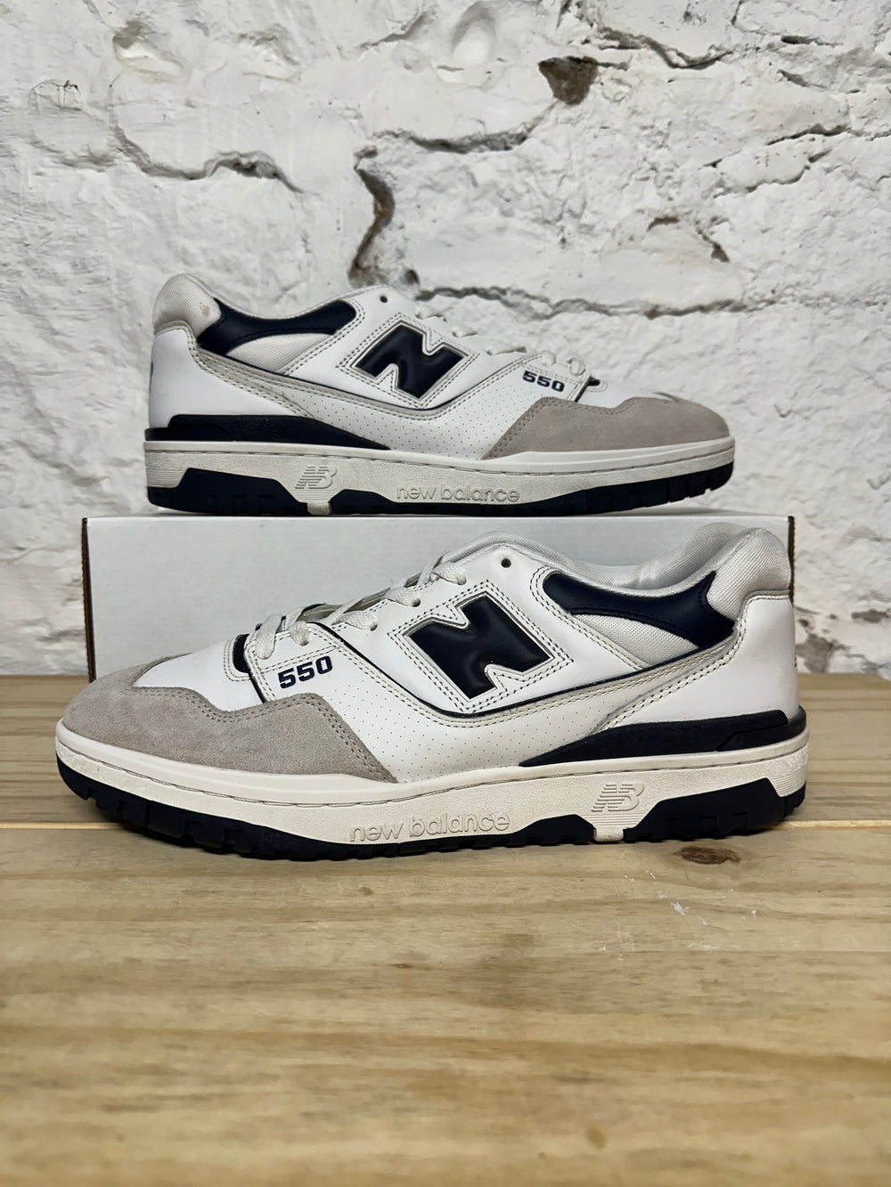 New Balance 550 White Navy Sz 14