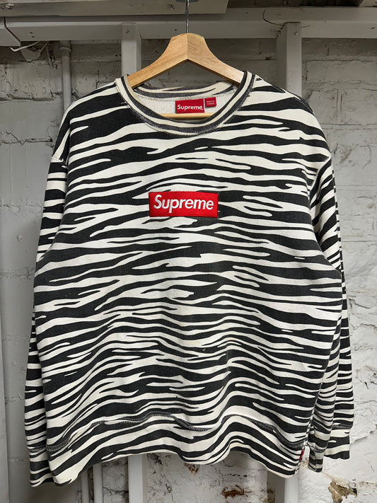 Supreme Zebra Box Logo Crewneck Sz M