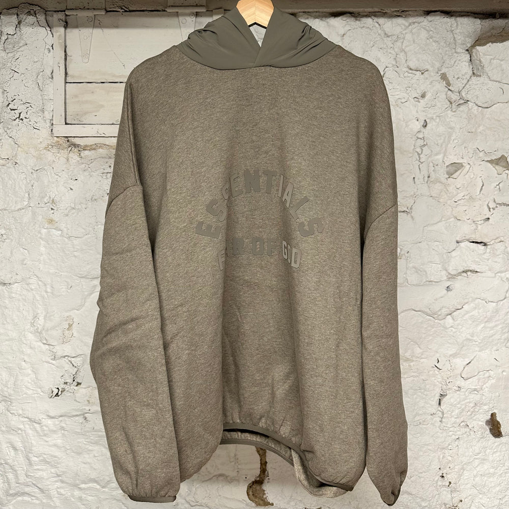 Fear of God Essentials Arc Logo Dark Oatmeal Hoodie Sz L