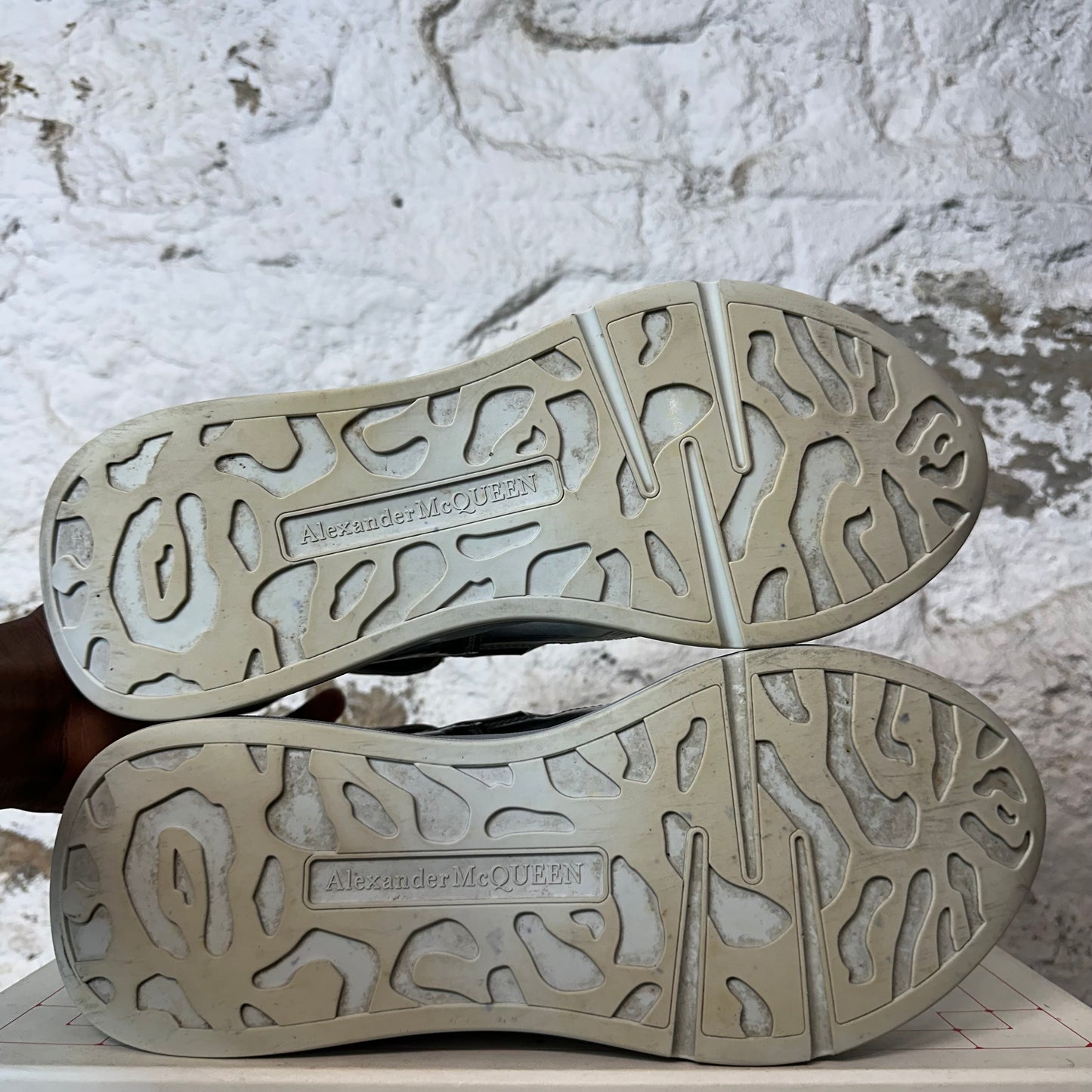 Alexander Mcqueen Black Silver Nappa Joy Sneaker Sz 9.5 (42.5)