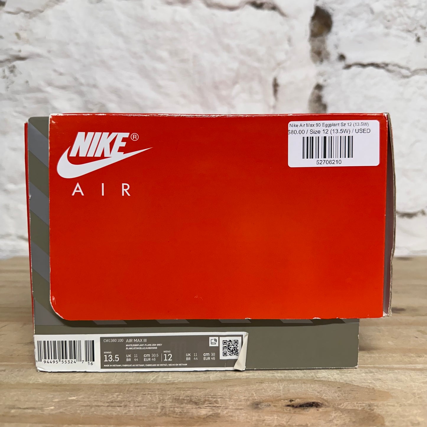 Nike Air Max 90 Eggplant Sz 12 (13.5W)