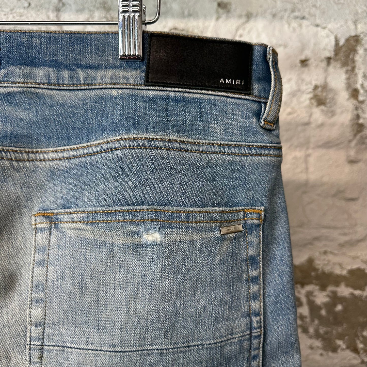 Amiri MX2 Multicolor Flannel Blue Denim Jeans Sz 36