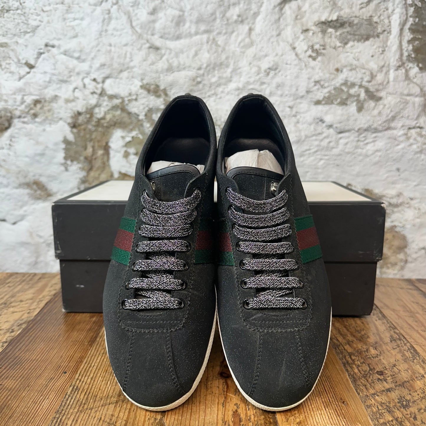 Gucci Bambi Web Black Glitter Stud Sneaker Sz 9.5