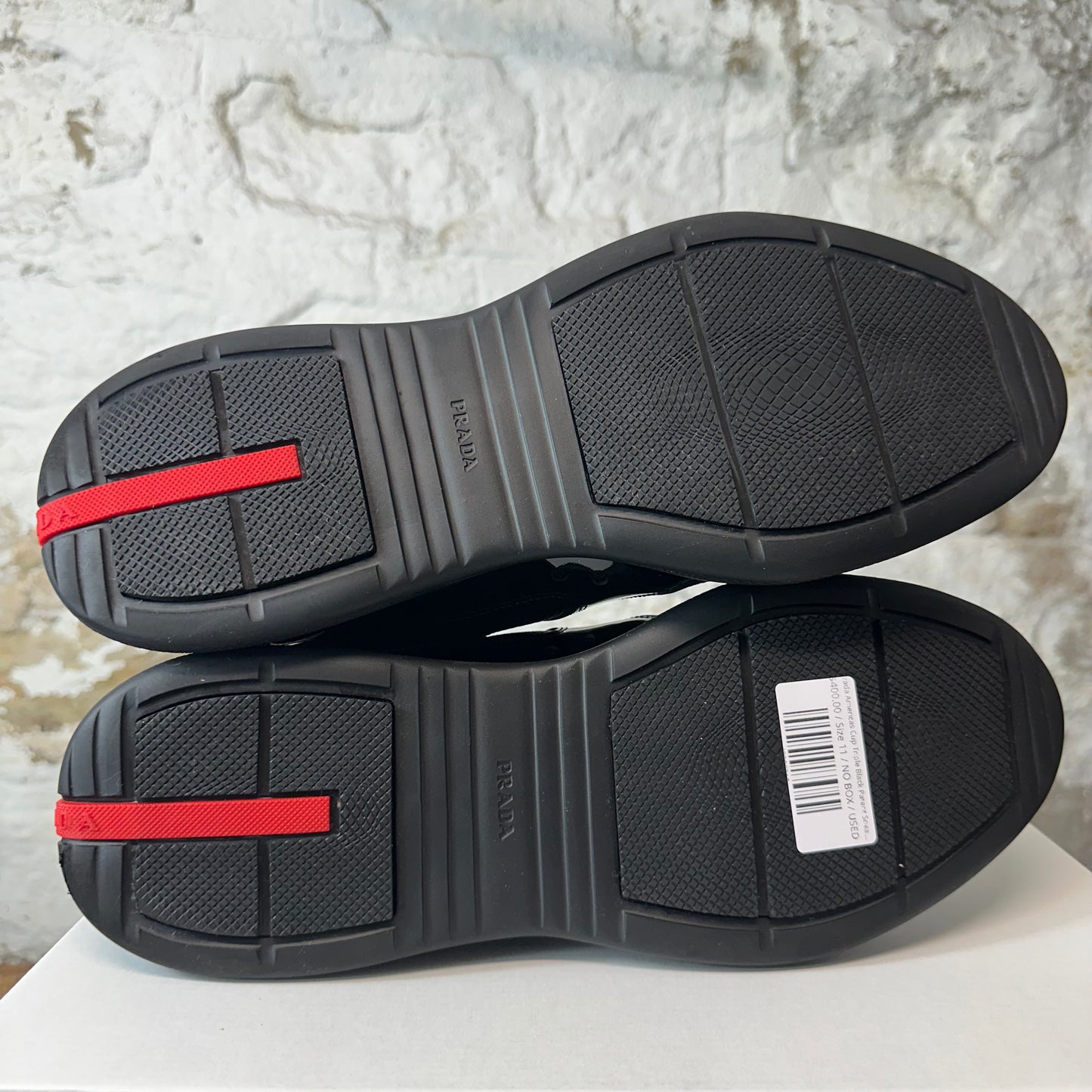 Prada Americas Cup Triple Black Patent Sneaker Sz 11