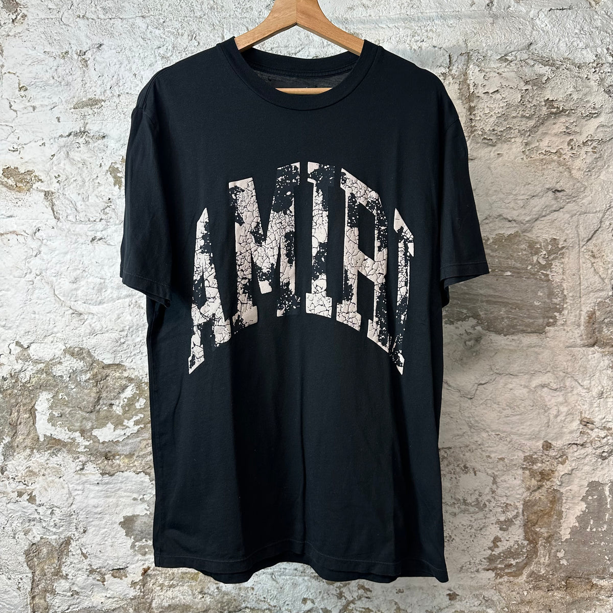 Amiri Cracked Collegiate Spell Black T-Shirt Sz S