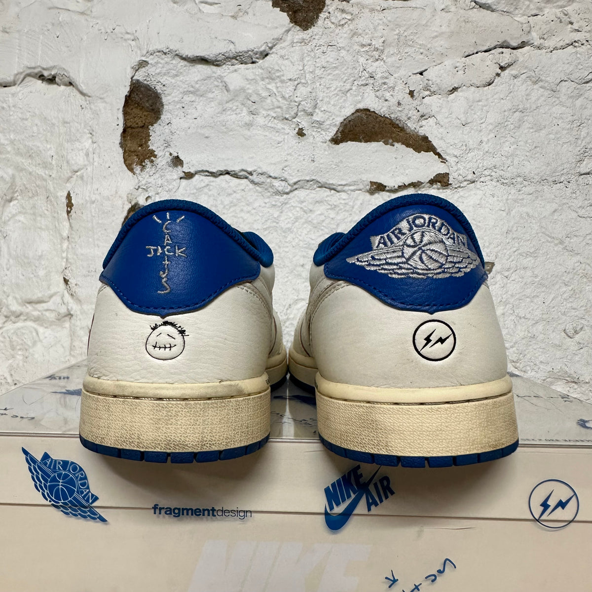 Air Jordan 1 Low Travis Scott Fragment Sail Military Blue Sz 10.5
