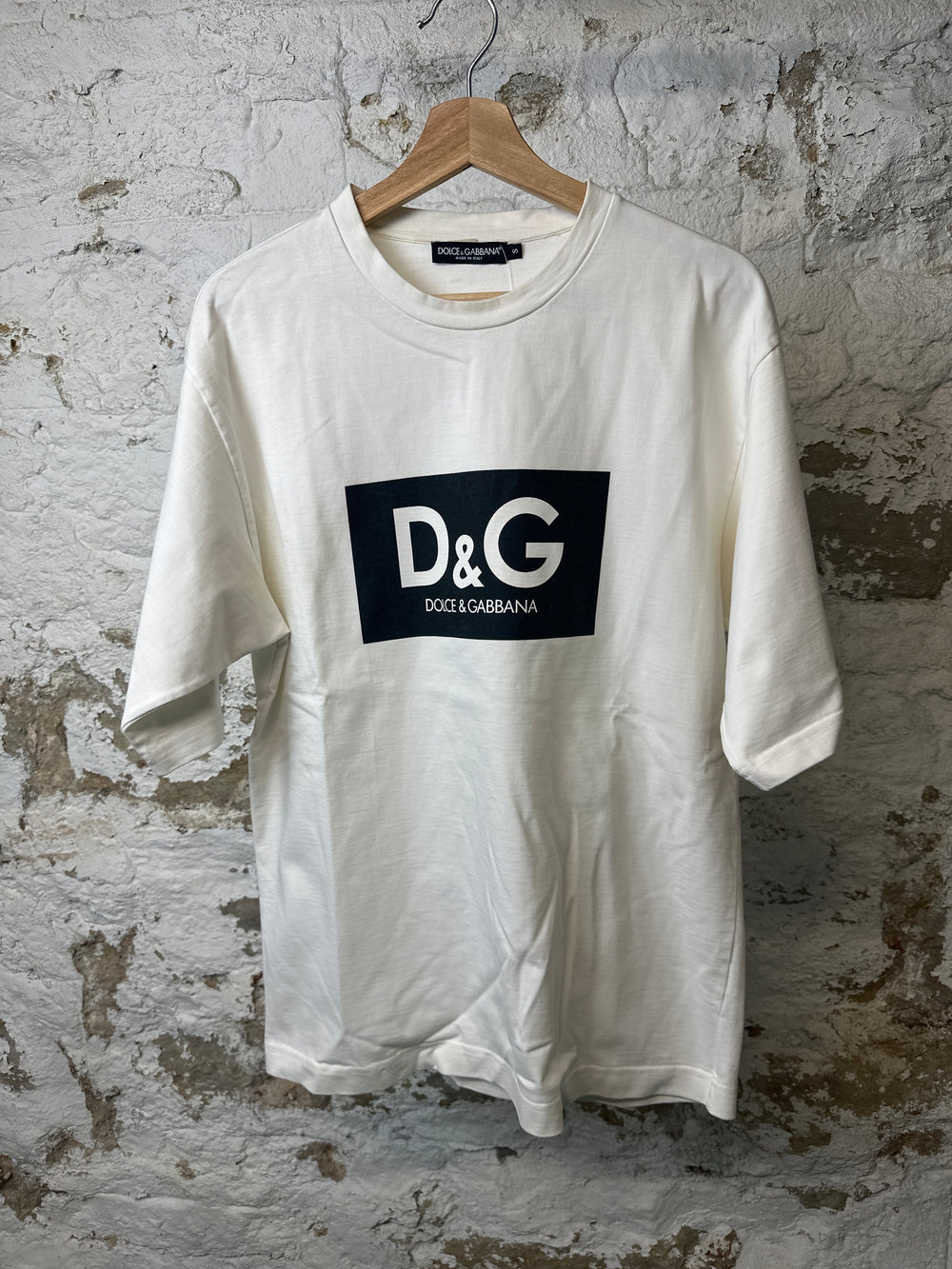 Dolce Black Square White T-shirt Sz S