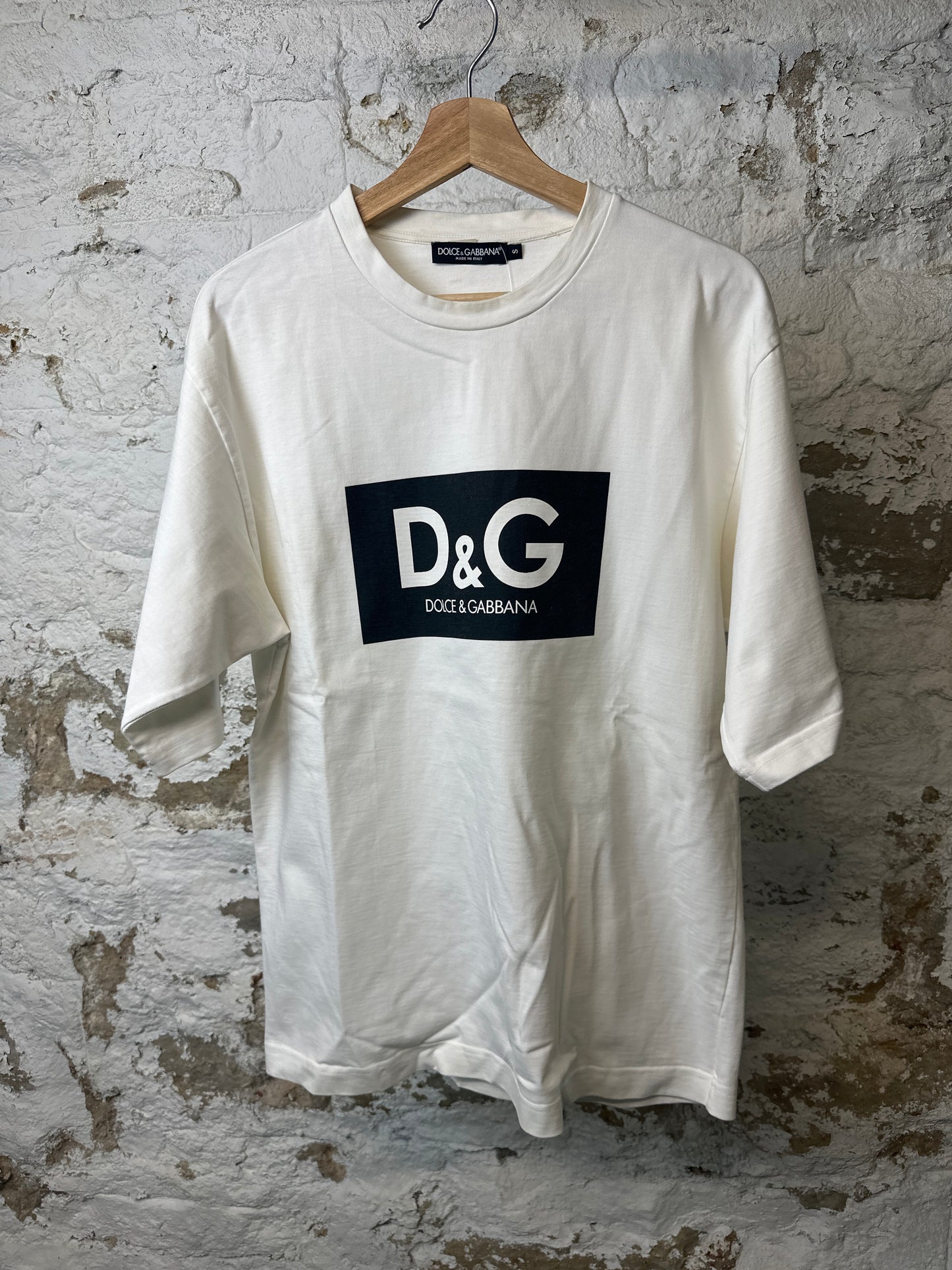 Dolce Black Square White T-shirt Sz S