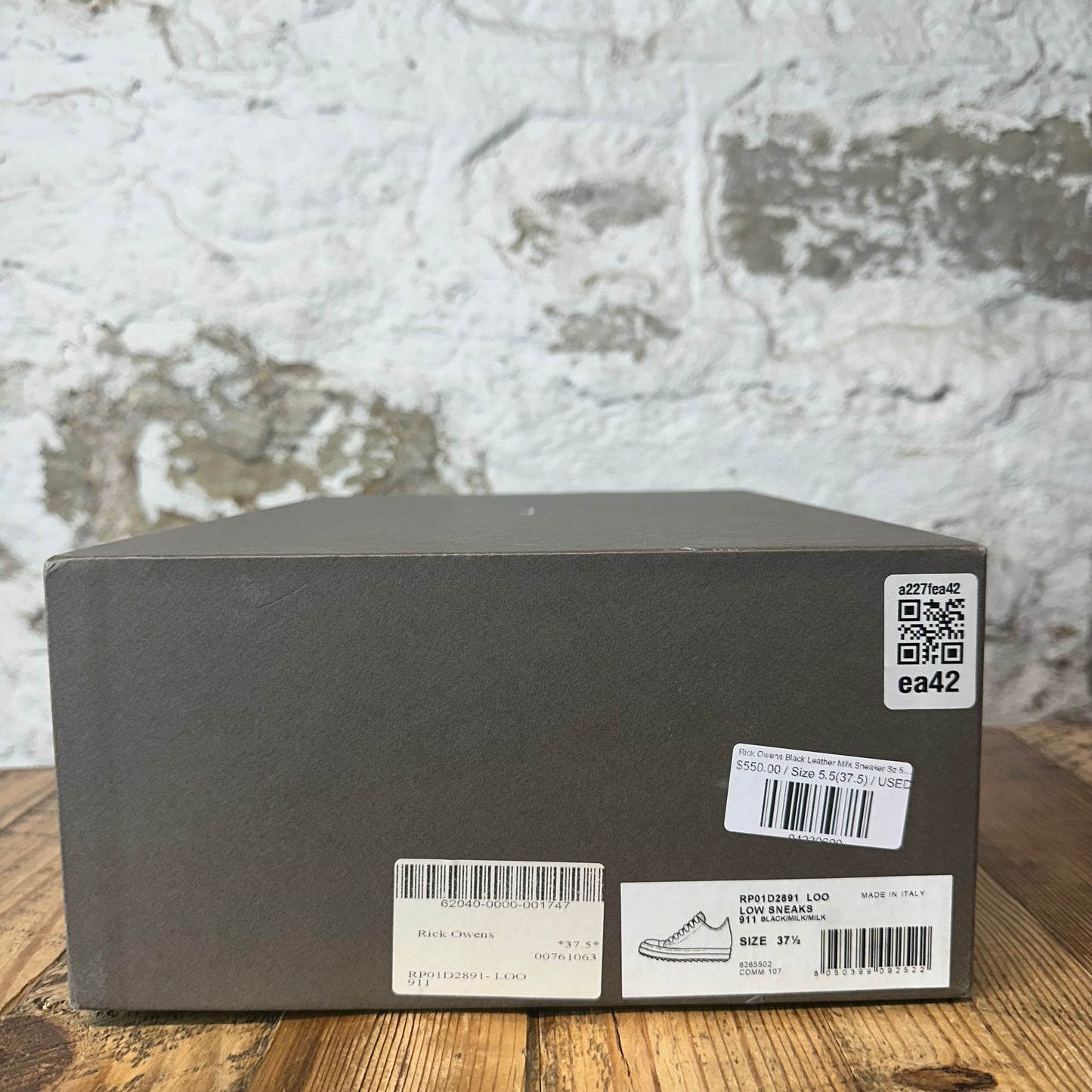 Rick Owens Black Leather Milk Sneaker Sz 5.5 (37.5)