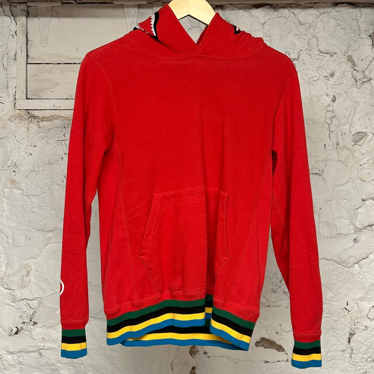 Bape Red Shark Pullover Hoodie Sz S