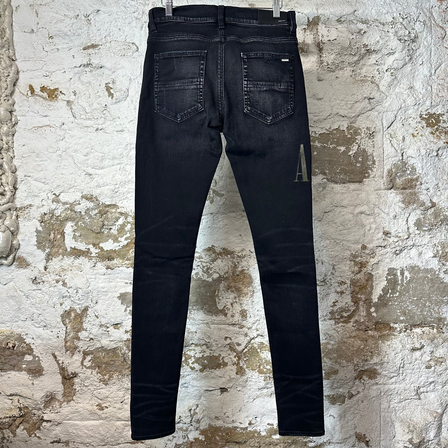 Amiri MX1 Camo Spell Black Denim Jeans Sz 30