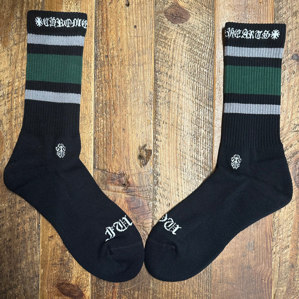 Chrome Hearts Green Grey Stripe Black Socks DS
