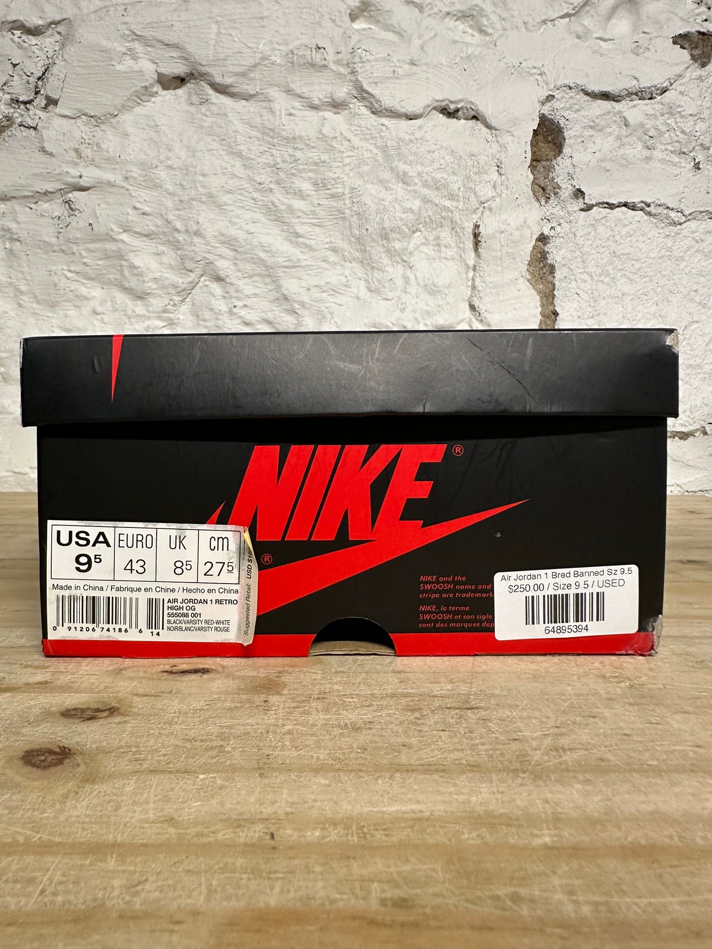 Air Jordan 1 High Bred Banned Sz 9.5