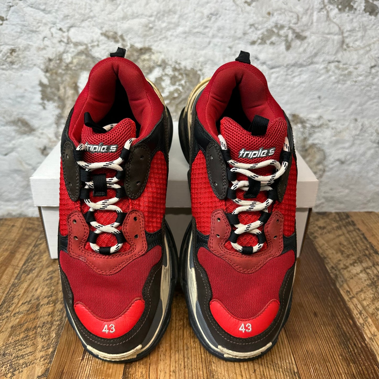Balenciaga Triple S Red Black Gray Sz 10 (43) No Box