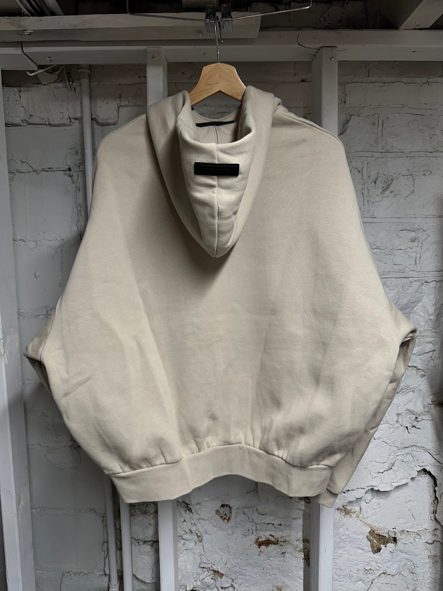Fear of God Essentials Chest Spellout Tan Hoodie Sz S