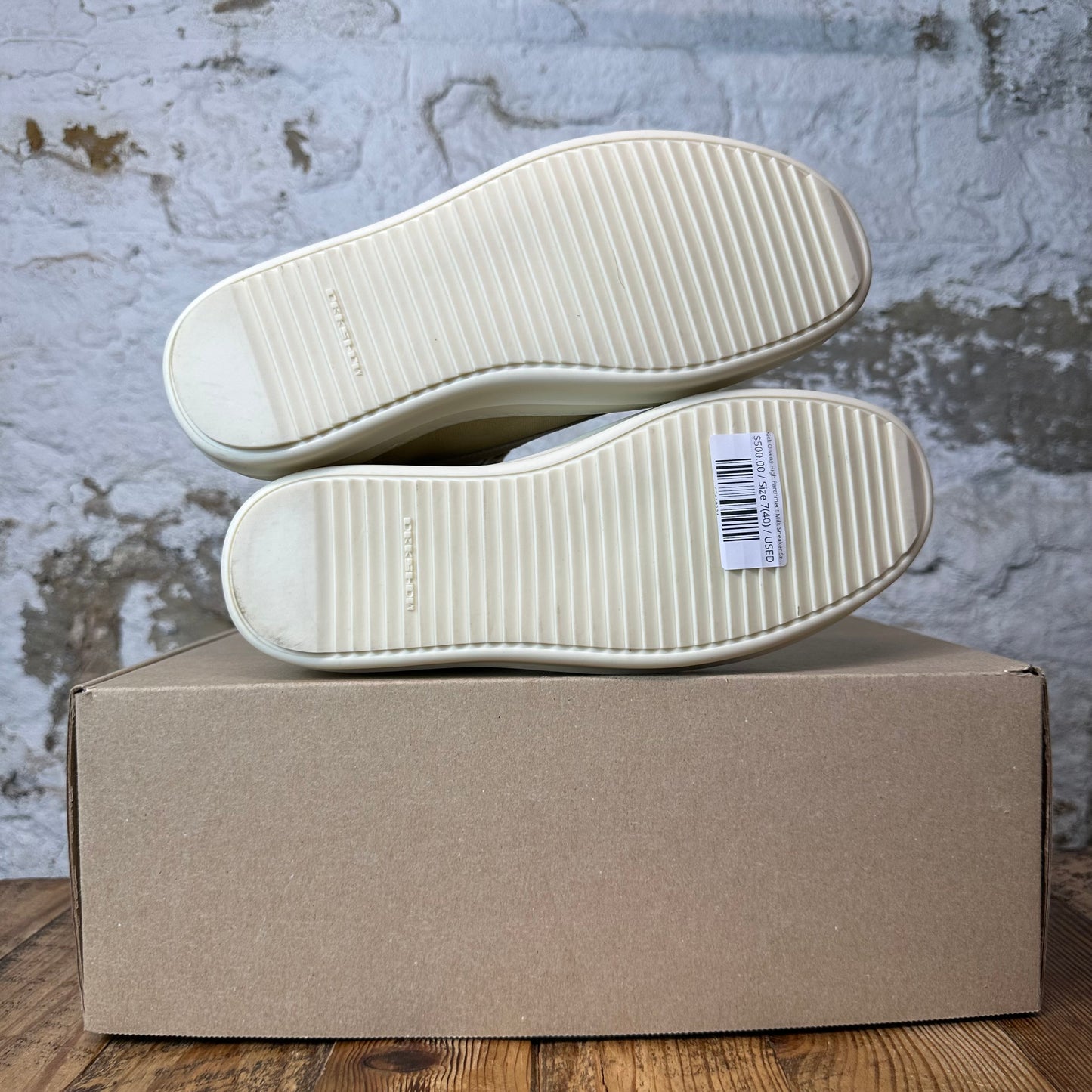 Rick Owens High Parchment Milk Sneaker Sz 7 (40)
