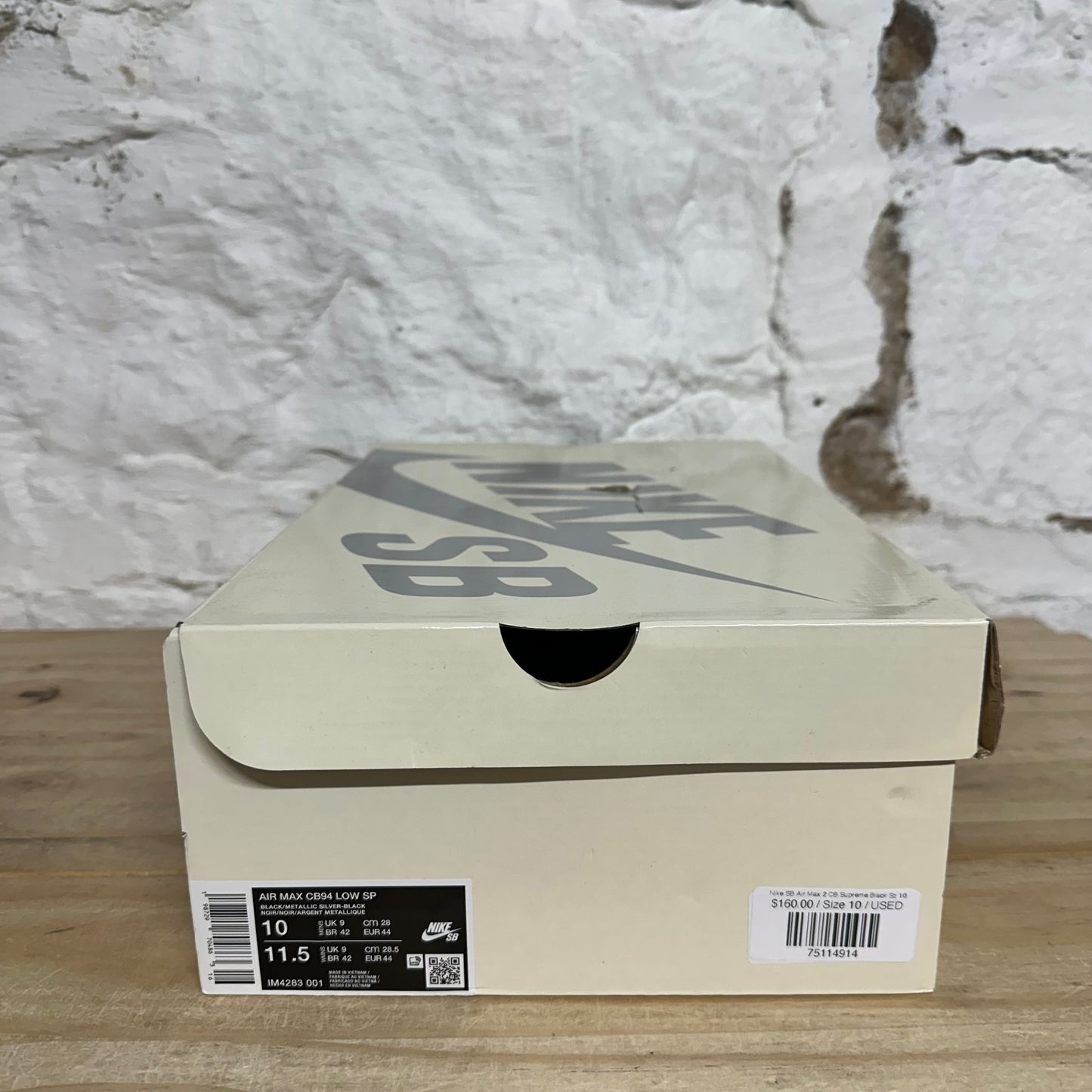 Nike SB Air Max 2 CB Supreme Black Sz 10