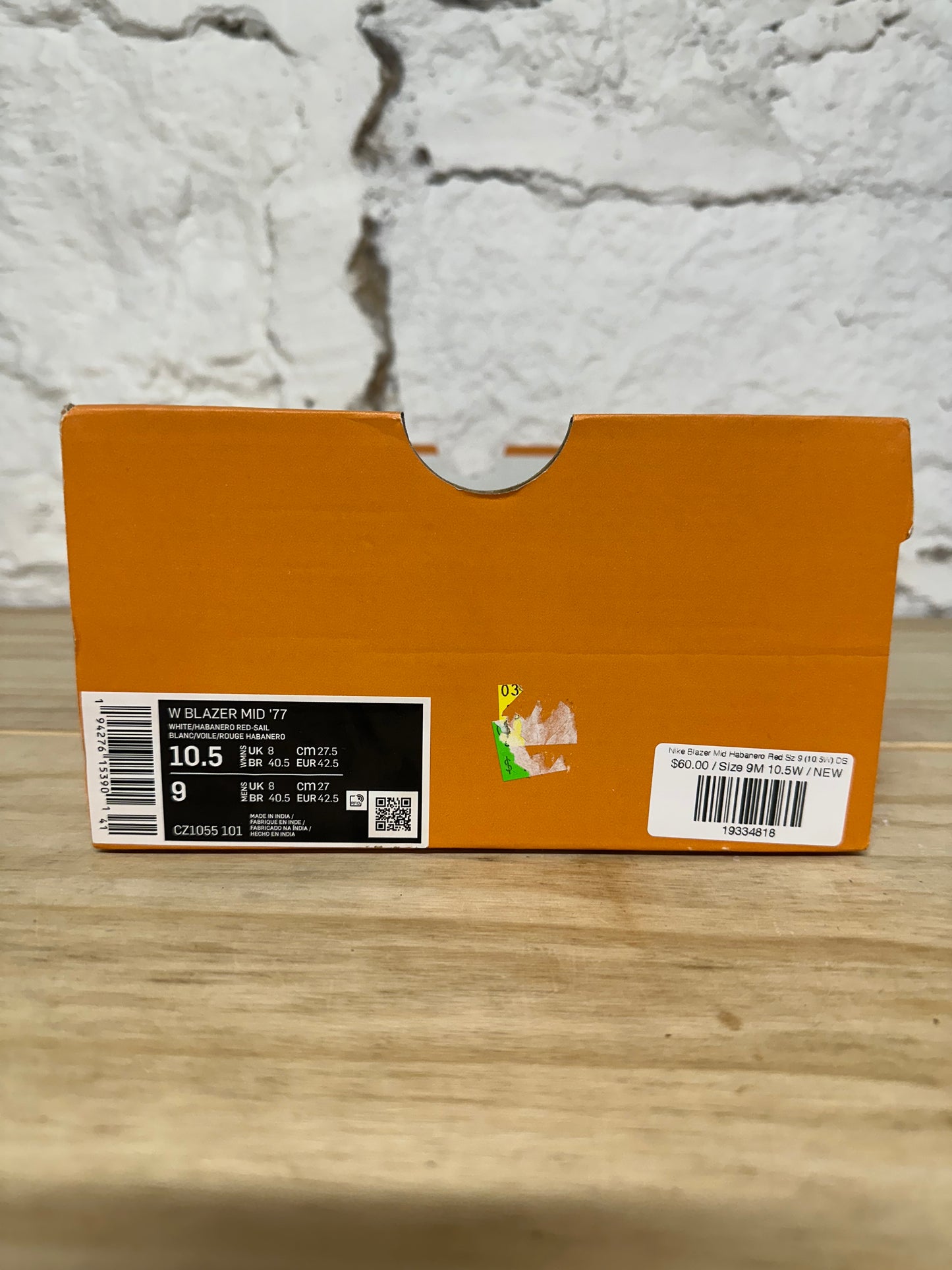 Nike Blazer Mid Habanero Red Sz 9 (10.5W) DS