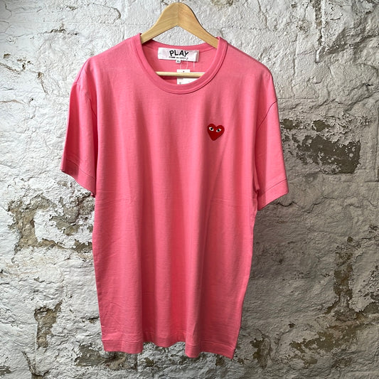 CDG Red Heart T-shirt Pink Sz XL DS