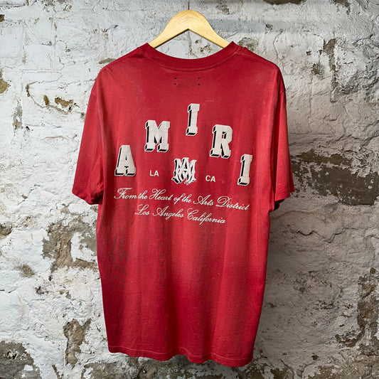 Amiri Cracked White Spell T-shirt Red Sz L