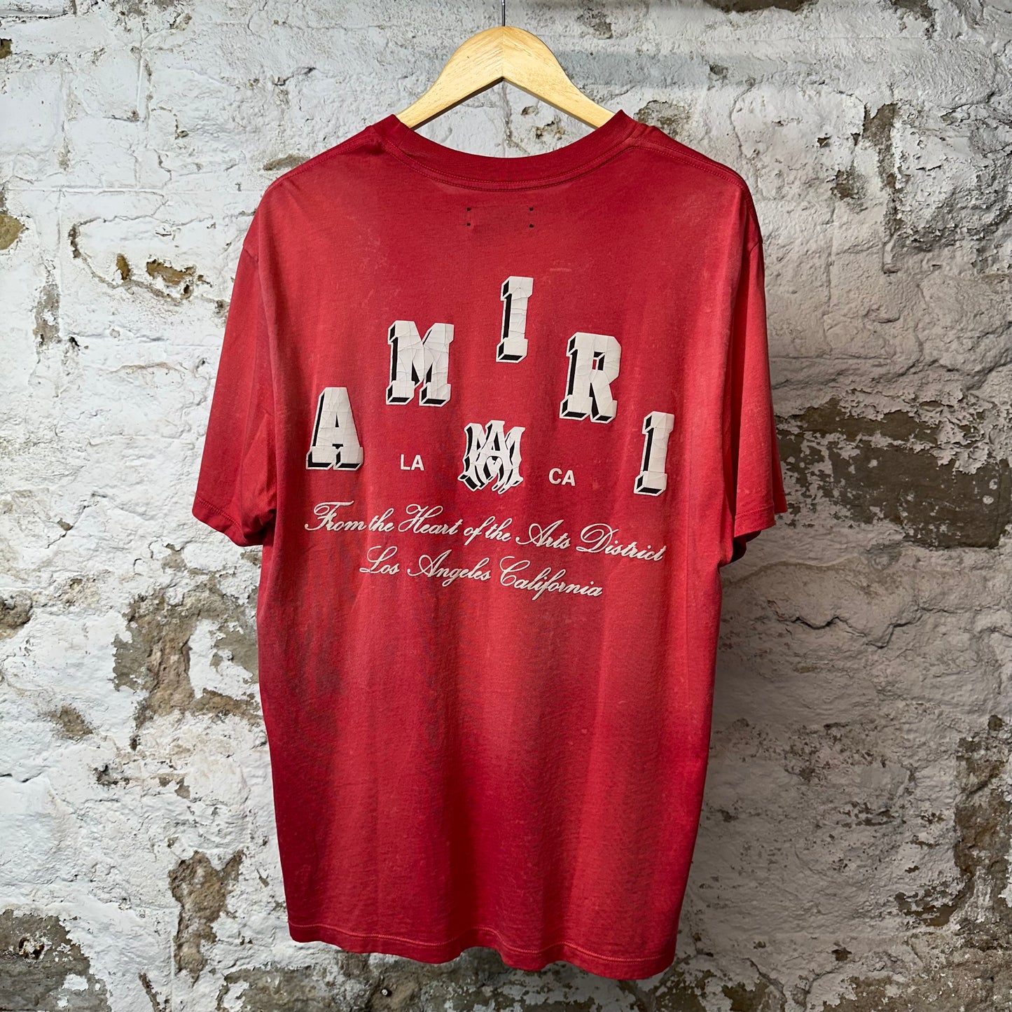 Amiri Cracked White Spell T-shirt Red Sz L